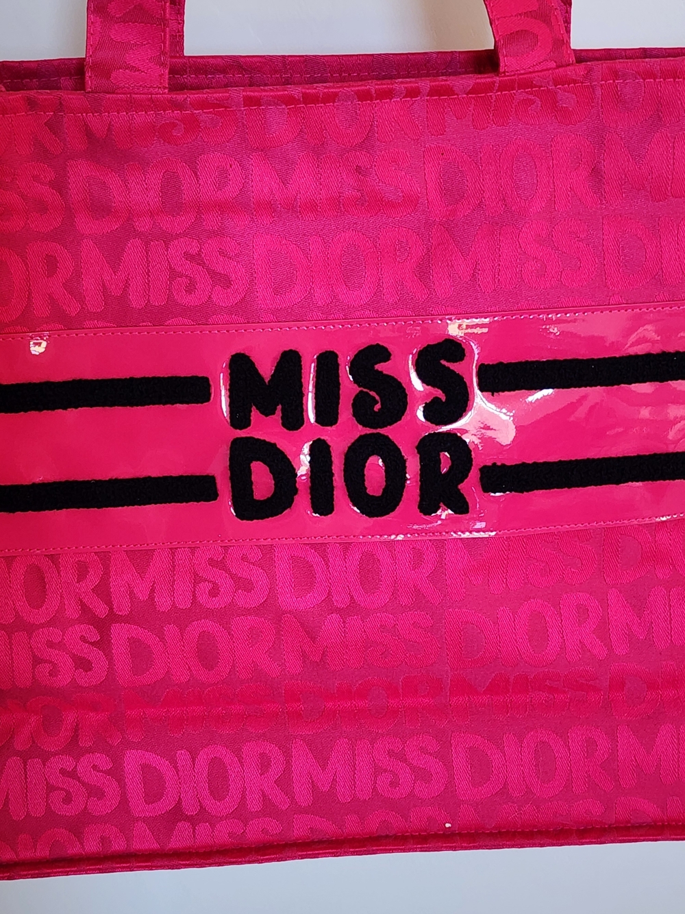 Source Unknown Miss Dior Hot Pink and Black Tote